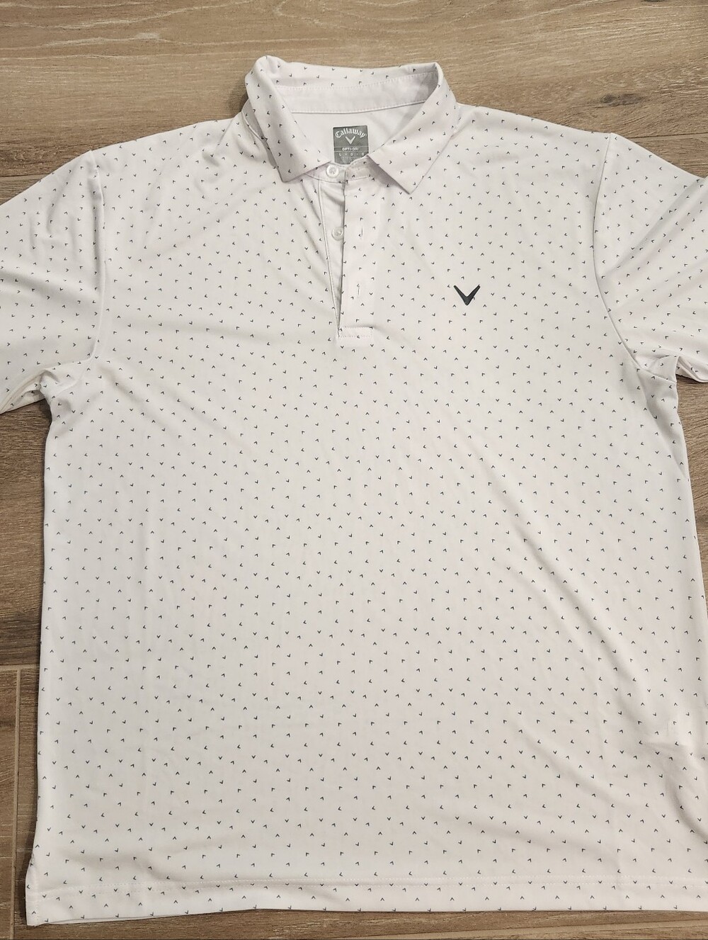 Callaway White Polo with Micro Dot Print